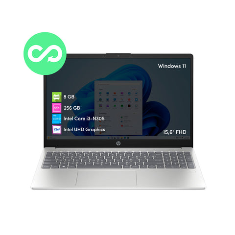 Notebook HP Intel i3 8GB 256SSD 15.6" FHD W11 Plateado