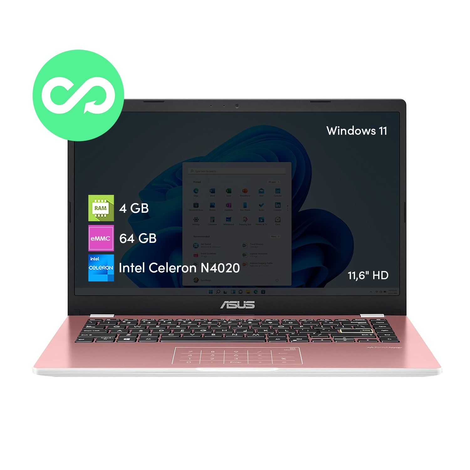 Notebook Asus Celeron 4GB 64GB 14' Win11 Rosa– Mr Click Chile