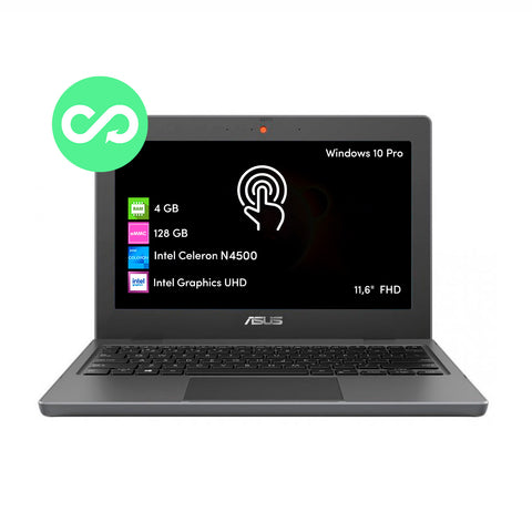 Notebook Asus Celeron 4GB 128GB 11.6' HD Táctil Win10 Pro
