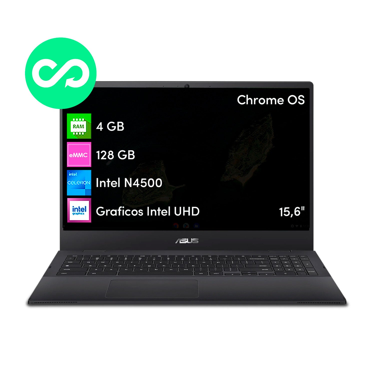 Notebook Chromebook Asus Celeron 4GB 128GB SSD 15.6' FHD– Mr Click
