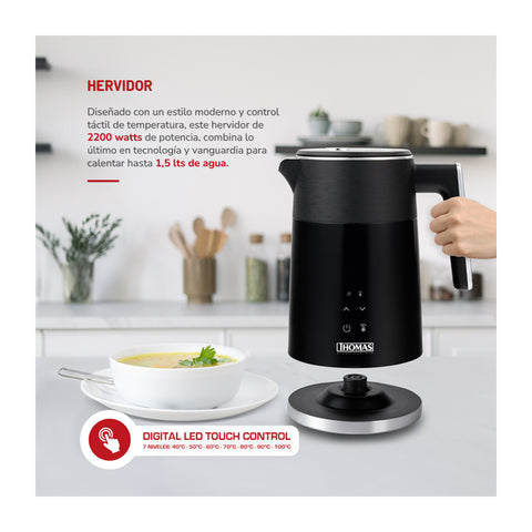Hervidor Digital Thomas TH-6220DN 1.5L Táctil Acero Inox