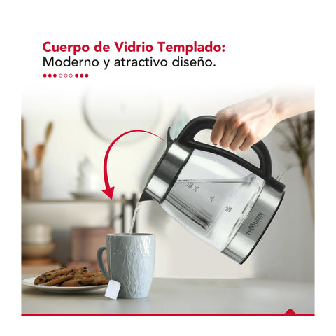 Hervidor Eléctrico Thorben Easy Fill Vidrio 1,7L 2000W