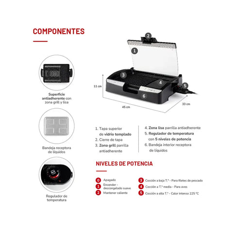Parrilla Eléctrica Thomas TH-224 1500W