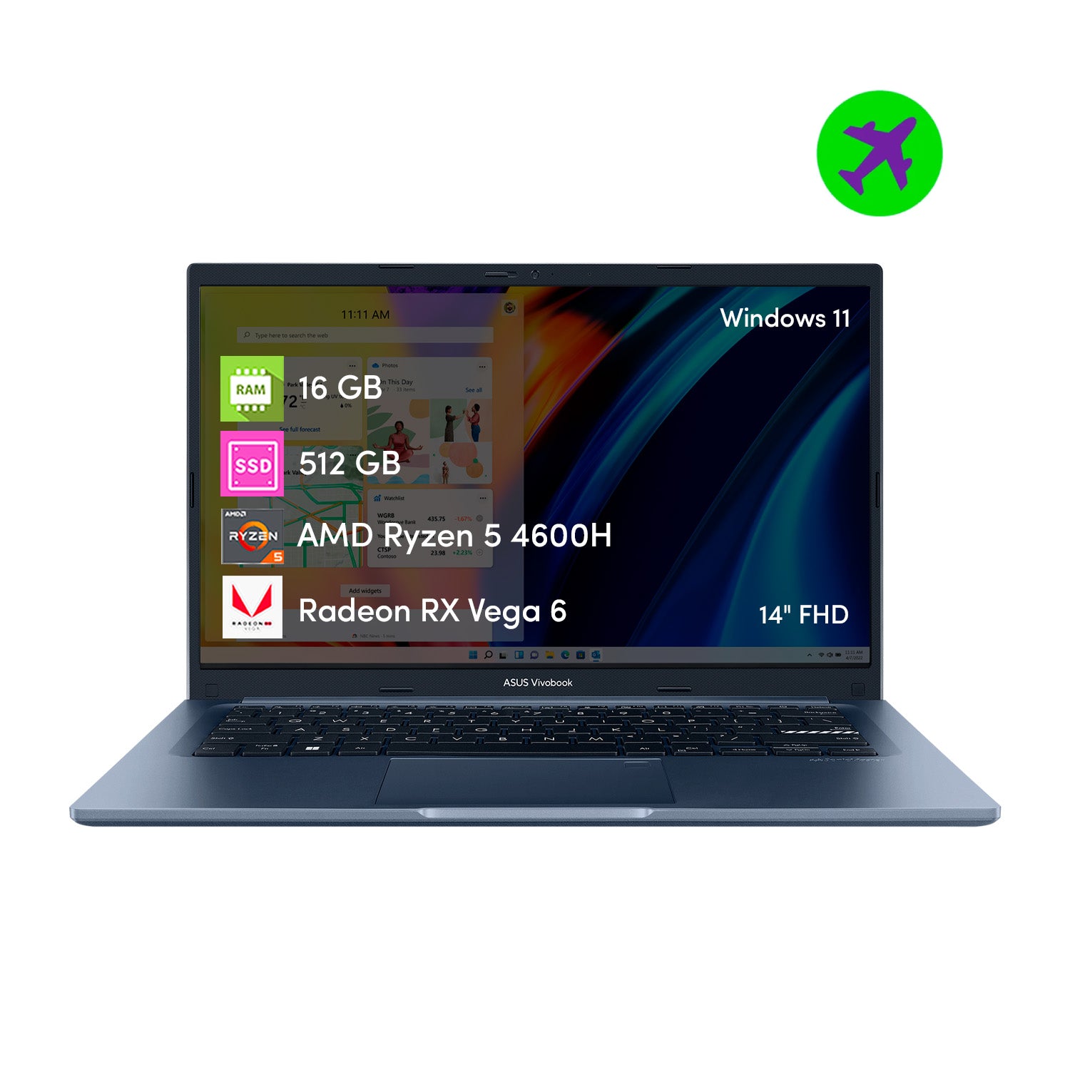 Notebook Asus Vivobook Ryzen 5 16GB RAM 512GB SSD FHD W11– Mr