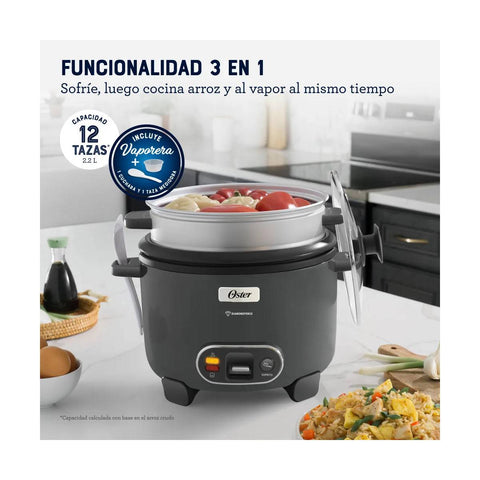 Arrocera 3 En 1 Oster 12 Tazas Diamond Force CKSTRC12DFSKE