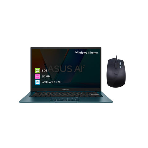 Notebook Asus Vivobook 14 Intel Core 5 320 8GB 512GB SSD 14" W11 + Mouse