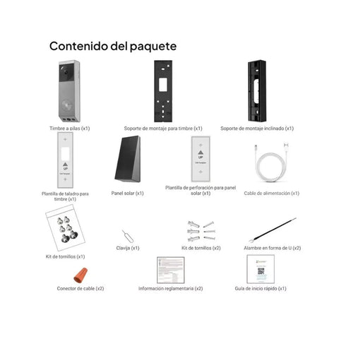 Timbre con Camara Ezviz EP3x Pro Video Dual 2K+ 1080p Panel Solar 32GB