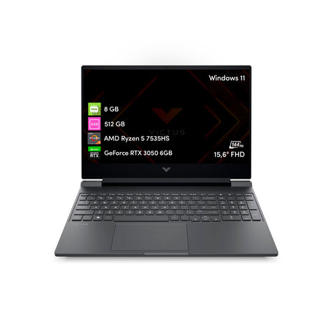 Notebook Gamer HP Victus Ryzen 5 8GB 512GB RTX3050 15.6 FHD W11