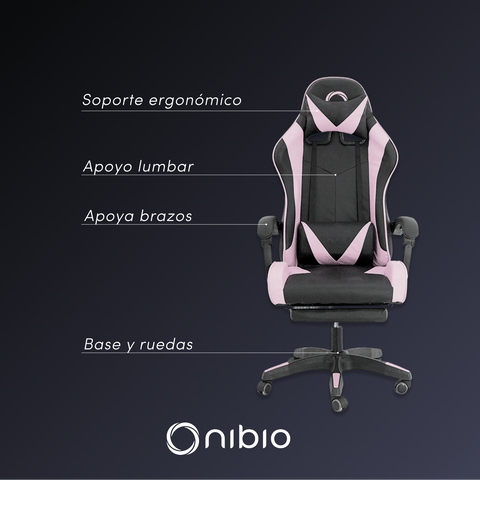 Silla Gamer Nibio GC035 Reclinable 160° Apoya Pies