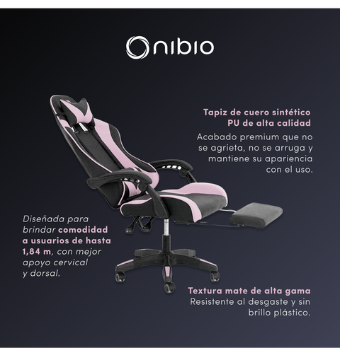 Silla Gamer Nibio GC035 Reclinable 160° Apoya Pies