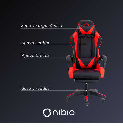 Silla Gamer Nibio GC035 Reclinable 160° Apoya Pies