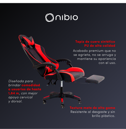Silla Gamer Nibio GC035 Reclinable 160° Apoya Pies