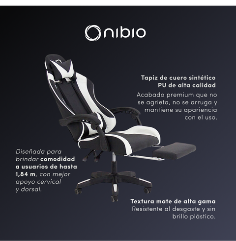 Silla Gamer Nibio GC035 Reclinable 160° Apoya Pies