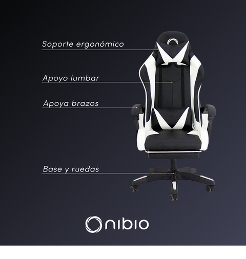 Silla Gamer Nibio GC035 Reclinable 160° Apoya Pies