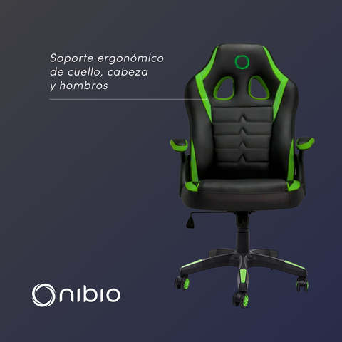 Silla Gamer Nibio Neon Reclinable Cuero PU Verde