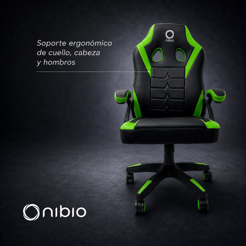 Silla Gamer Nibio Neon Reclinable Cuero PU Verde