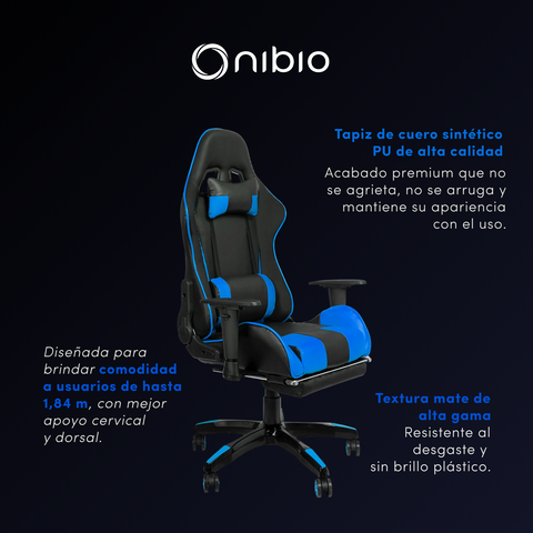 Silla Gamer Nibio Gc181 Reclinable 180° Apoya Pies Brazos