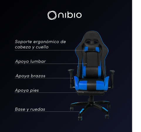 Silla Gamer Nibio Gc181 Reclinable 180° Apoya Pies Brazos