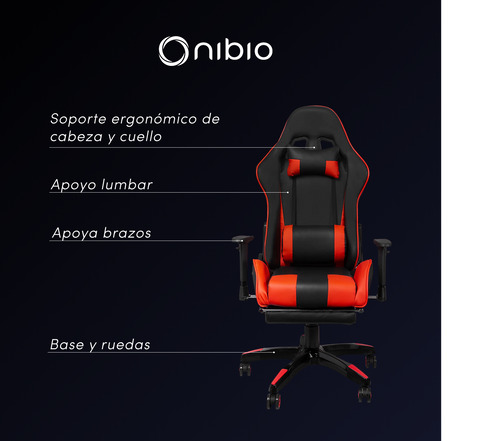Silla Gamer Nibio Gc181 Reclinable 180° Apoya Pies Brazos