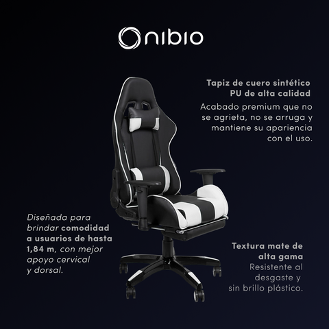 Silla Gamer Nibio Gc181 Reclinable 180° Apoya Pies Brazos