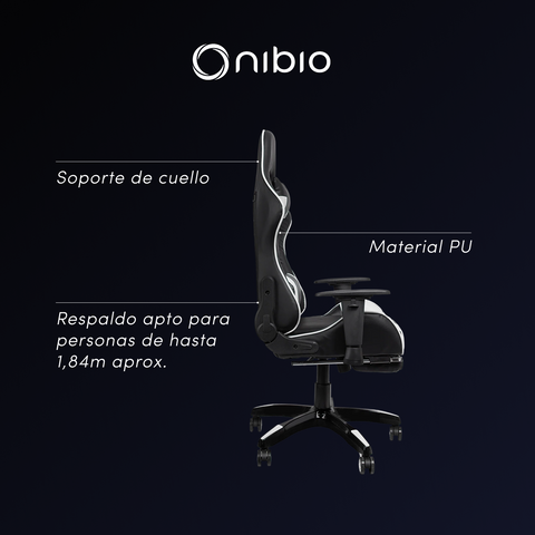 Silla Gamer Nibio Gc181 Reclinable 180° Apoya Pies Brazos