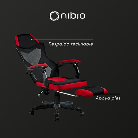 Silla Gamer Nibio Rex V2 Reclinable Apoyapies Roja