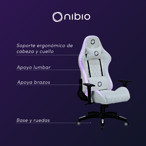 Silla Gamer Nibio Pro RGB con Control Remoto Apoyabrazos 2D Reclinable
