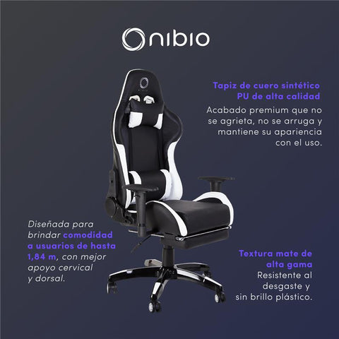 Silla Gamer Nibio Destroyer Reclinable 180° Apoyapies