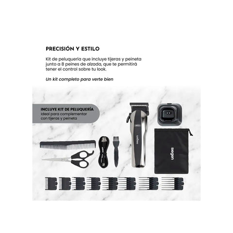 Cortapelos Clipper Siegen SG-8620 Carga Rapida USB + 8 peines