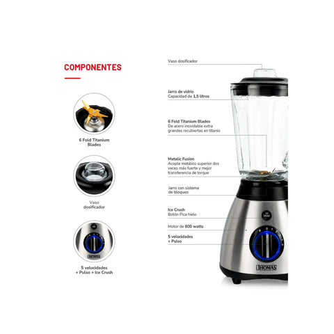 Licuadora Thomas TH-510Vi 5 Vel + Pulso 1.5L