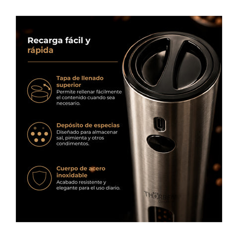 Moledor de Especias Electrico Thorben USB Delux Grinder Set