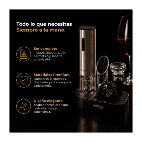 Descordachor Electrico Set de Vinos Thorben USB Deluxe Wine Set