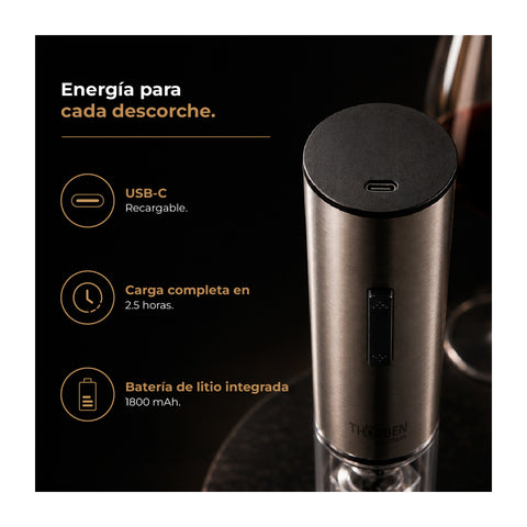 Descordachor Electrico Set de Vinos Thorben USB Deluxe Wine Set