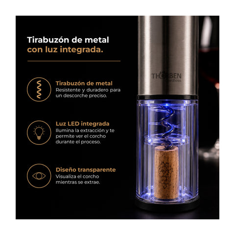 Descordachor Electrico Set de Vinos Thorben USB Deluxe Wine Set