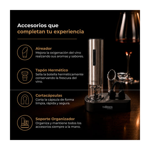 Descordachor Electrico Set de Vinos Thorben USB Deluxe Wine Set