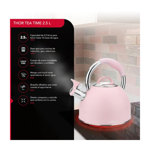 Tetera Thorben Tea Time 2.5L Acero Inoxidable Silbadora