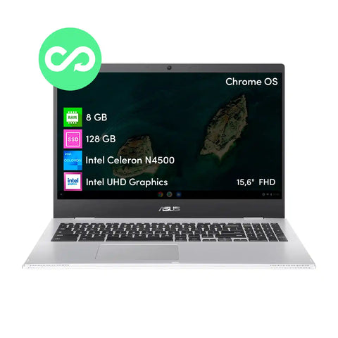 Notebook Chromebook Asus Celeron 8GB 128GB SSD 15.6' FHD