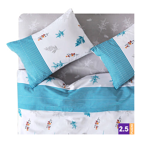 Juego Sábanas Cannon AF 144H 50%Alg Estamp Almond 2.5 W22