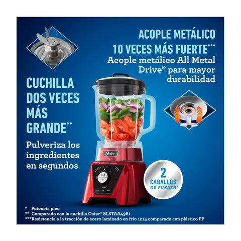 Licuadora Oster Xpert Series Roja Control Textura 2L 1100W