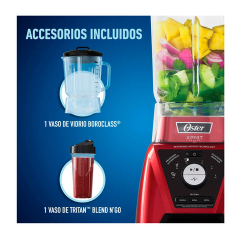 Licuadora Oster Xpert Series Roja Control Textura 2L 1100W