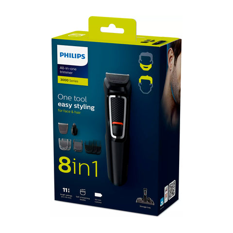 Kit 8 en 1 Multigroom Eléctrico Inalámbrico Philips MG3731 Serie 3000