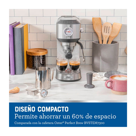 Cafetera Espresso Compacta Oster BVSTEM7200 15bar 1350W Gris