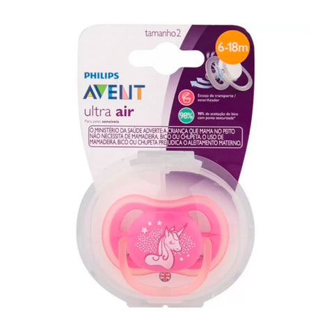 Chupete Avent Ultra Air Unicornio 6-18m Rosado
