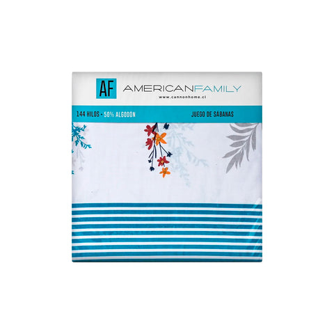 Juego Sábanas Cannon AF 144H 50%Alg Estamp Almond 2.5 W22