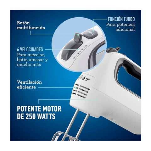 Batidora de mano Oster 6 velocidades Función Turbo 250 W